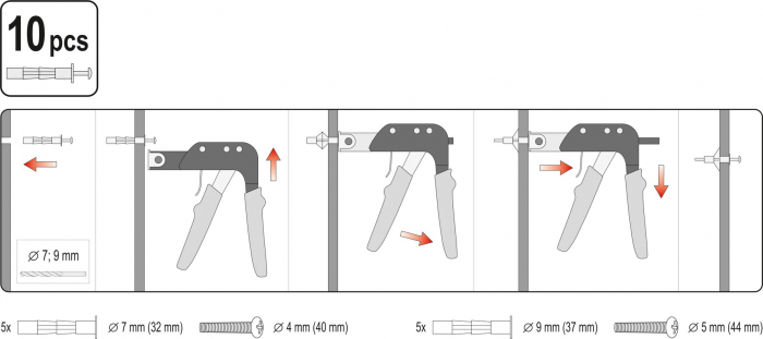 Set cleste sertizat ancore rigips YATO, 10buc [4]