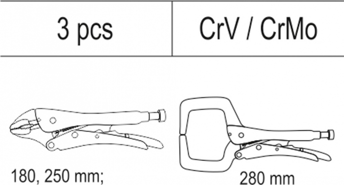 Set de Clesti Autoblocanti YATO, Adaos Pentru Dulap de Scule, CR-V, 3 buc [2]
