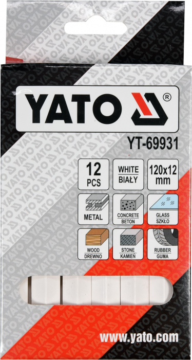 Set creta tehnica cerata YATO 12buc alba [3]