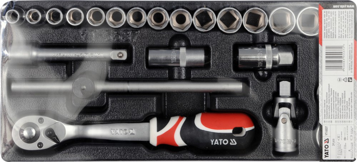 Set chei tubulate YATO, Cu clichet, Adaos Pentru Dulap de Scule, 1/2, 24 buc [2]