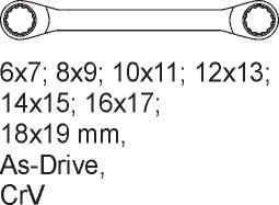 Trusa Chei Inelare Curbate YATO, Adaos Pentru Dulap de Scule, CR-V, 6 - 19mm, 7 buc [3]