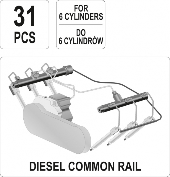 Set diagnostic YATO, preaplin pentru injectoare, 31buc [3]