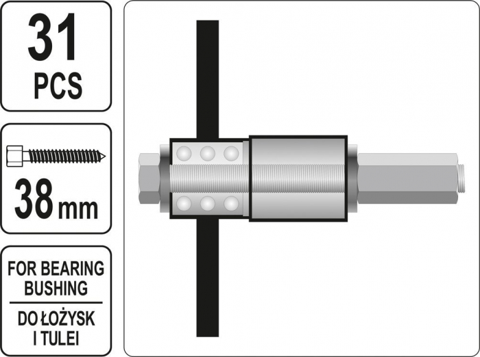 Set extractoare rulmenti roata YATO surub 38mm 31buc [5]