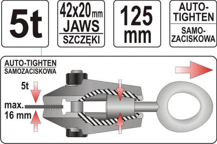 Clema strangere autoblocanta YATO 125mm max 5T [4]