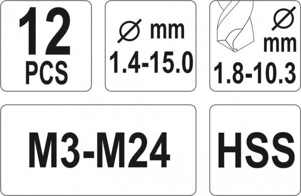 Set extractoare YATO, pentru suruburi rupte, burghie metal, 12buc [5]