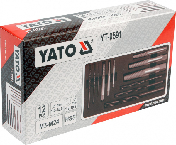 Set extractoare YATO, pentru suruburi rupte, burghie metal, 12buc [3]