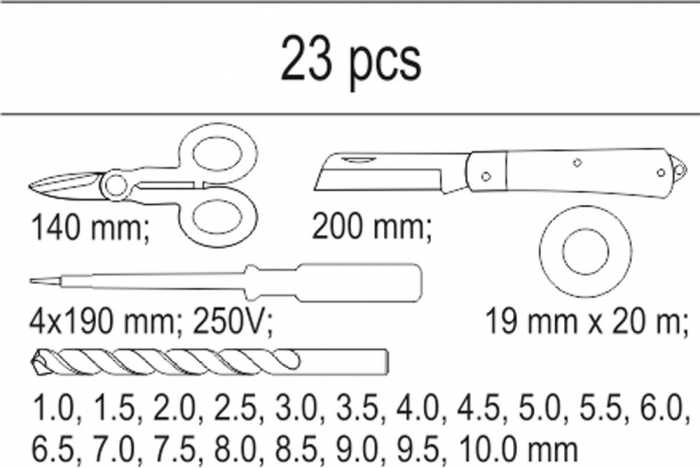 Set Electrician YATO, Adaos Pentru Dulap de Scule, 23 buc [2]