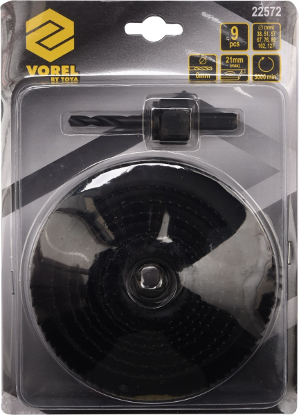 Set freze pentru scos cepuri din lemn VOREL, 9buc, 38 - 127mm [2]