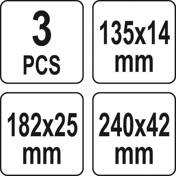 Set leviere YATO, 3buc, 135 x 14 mm, 182 x 25 mm, 240 x 42 mm [4]