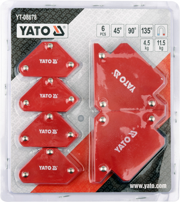 Set magneti sudura YATO MINI 4.5-11.5kg unghi 45°-90°-135°, 6buc [2]