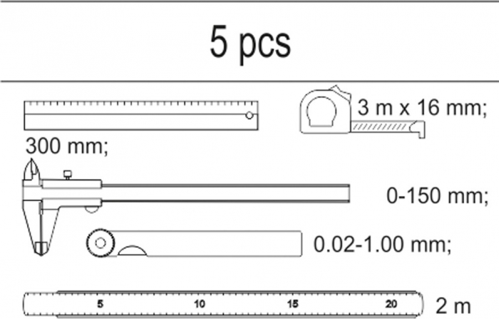 Set Instrumente de Masurat YATO, Adaos Pentru Dulap de Scule, 5 buc [2]