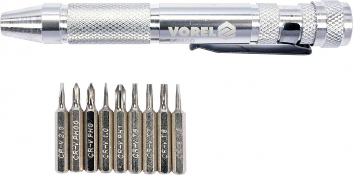 SET SURUBELNITA CU BITI, METALICA, 10 PC VOREL [2]