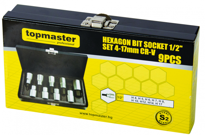 Set tubulare cu biti 1/2" 4-17mm 9pcs CR-V TMP Top Master Pro [2]