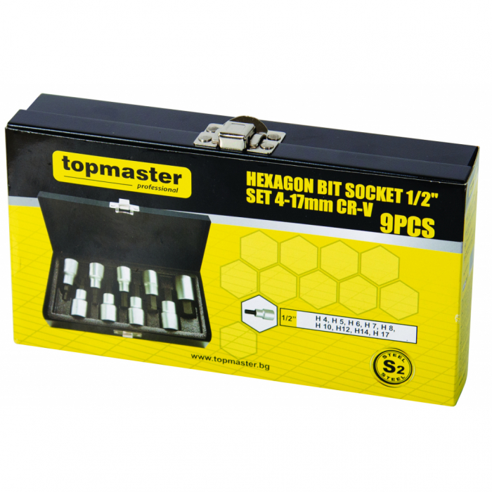Set tubulare cu biti 1/2" 4-17mm 9pcs CR-V TMP Top Master Pro [4]