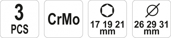 Set tubulare YATO, de impact, cu izolatie, 17-19-21 mm, CrMo, 1/2", 3buc [6]