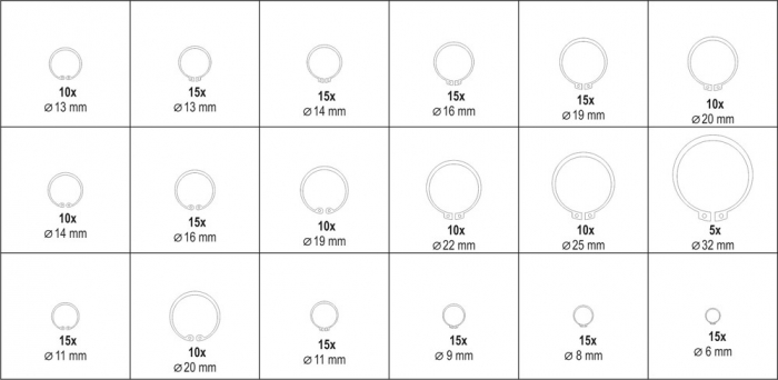 Set YATO, coliere seger interior + exterior, 225 buc [5]