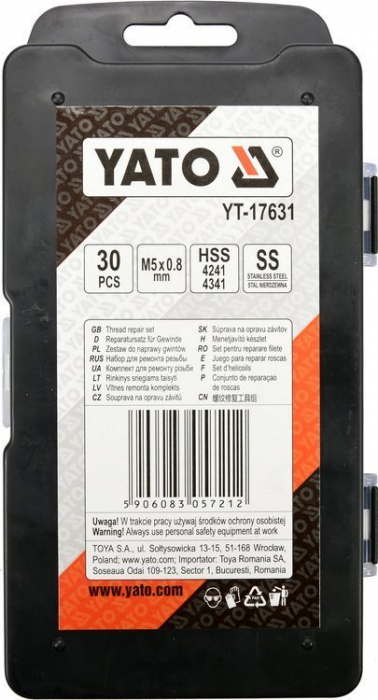 Set YATO, Pentru Reparat Filete, M5x0.8, HSS, 30buc [3]