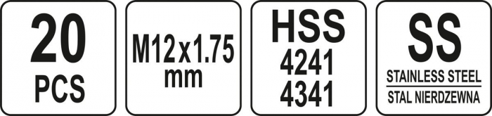 Set YATO, Pentru Reparat Filete, M12x1.75, HSS, 20buc [4]