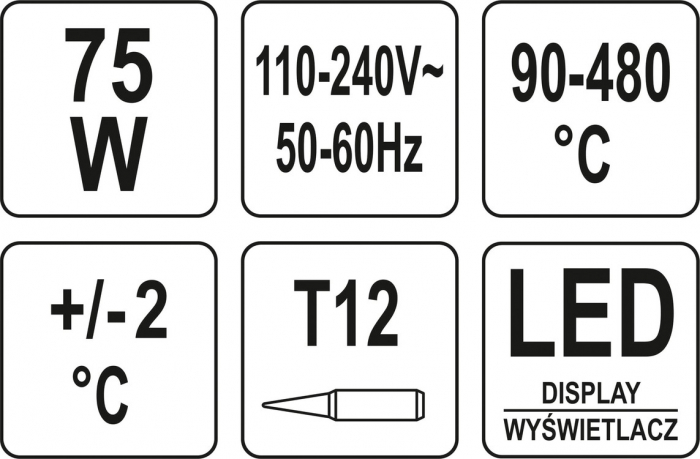 Statie de lipit YATO tip T12 display LED 75W 90-480 °C [6]
