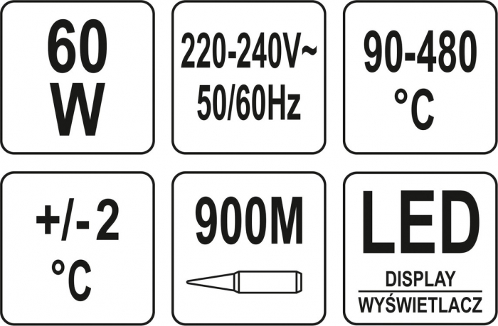 Statie de lipit YATO display LED 60W 90-480 °C [6]