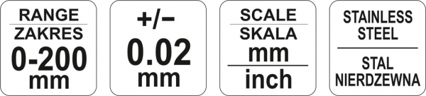 Subler inox YATO, 200mm, precizie 0.02mm [5]