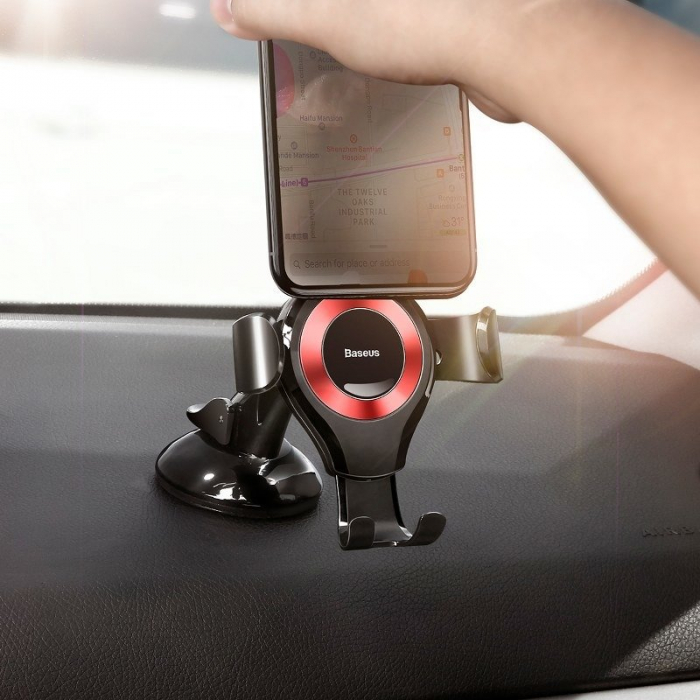 Suport auto gravitational telefon BASEUS Osculum pentru parbriz / bord (rosu) SUYL-XP09 [7]