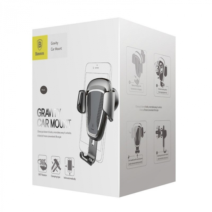 Suport auto gravitational telefon BASEUS pentru grila ventilatie (negru) SUYL-01 [7]
