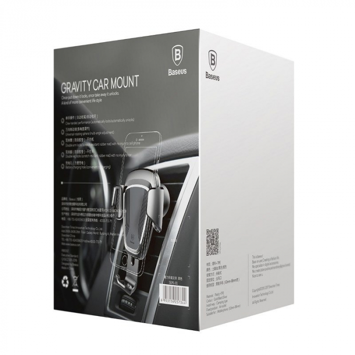 Suport auto gravitational telefon BASEUS pentru grila ventilatie (negru) SUYL-01 [8]