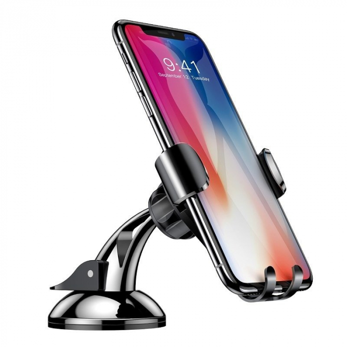 Suport auto gravitational telefon BASEUS Osculum pentru parbriz / bord (negru-argintiu) SUYL-XP0S [4]