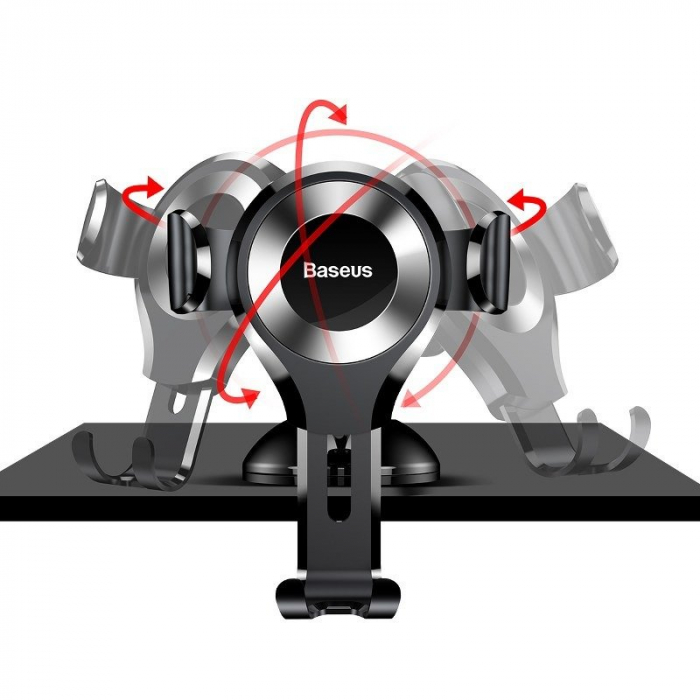 Suport auto gravitational telefon BASEUS Osculum pentru parbriz / bord (negru-argintiu) SUYL-XP0S [5]