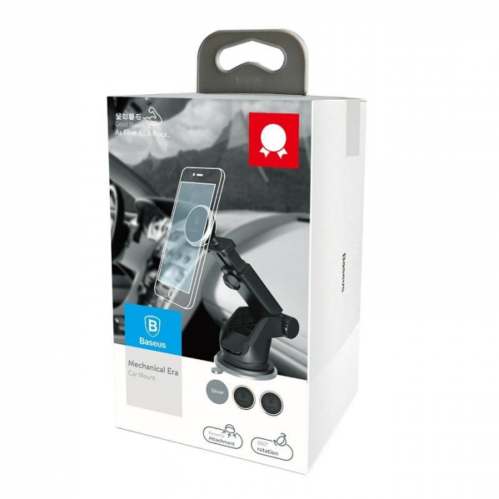 Suport auto telescopic magnetic telefon BASEUS Solid Series pentru parbriz / bord (argintiu) SULX-0S [7]