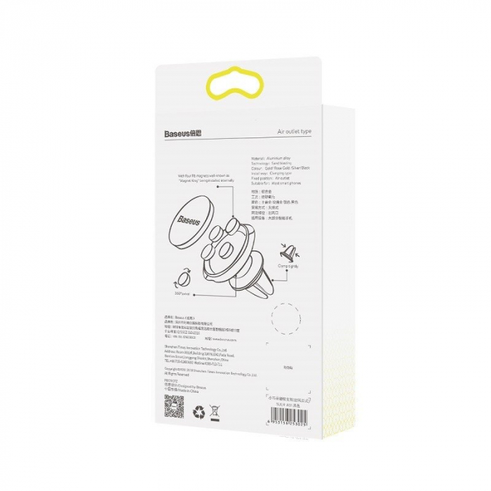 Suport auto magnetic telefon BASEUS Small Ears, rotatie 360, pentru grila ventilatie (negru) SUER-A01 [8]