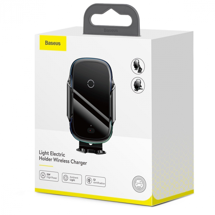 Suport auto gravitational Wireless BASEUS Light Electric inductie QI pentru ventilatie / bord (negru) WXHW03-01 [6]