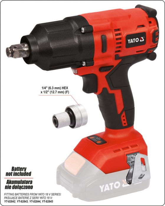 Surubelnita de impact YATO, 1/2 18V 700Nm (fara acumulator si incarcator) [5]