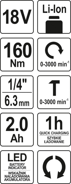Surubelnita de impact YATO, 1/4, 18V, 1 X 2Ah, Li-Ion, 160Nm [5]