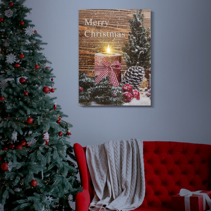Tablou de Crăciun - LED - cu agățătoare, 2 baterii AA - 30 x 40 cm [2]