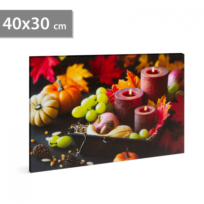 Tablou LED - Lumânări și roade de toamnă - 2 x AA, 40 x 30 cm [2]