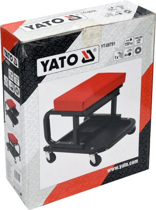 Taburet Service YATO, Cadru metal, sertar si tava scule, 440x360x390 mm [5]