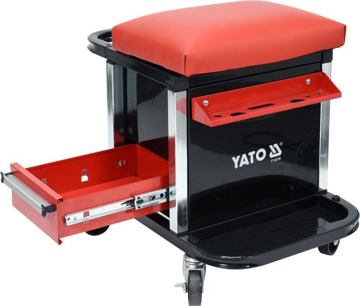 Taburet Service YATO, Cadru metal, 2 sertare si tava scule, 530x470x360 mm [3]