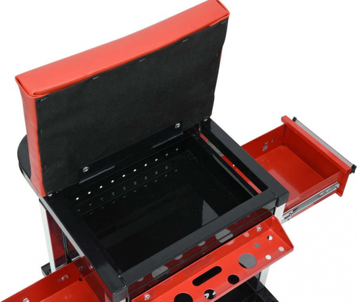Taburet Service YATO, Cadru metal, 2 sertare si tava scule, 530x470x360 mm [6]