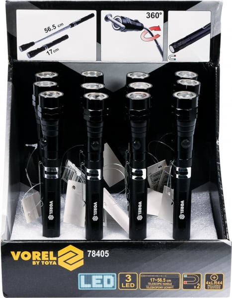 Telescop magnetic VOREL, cu led, 17-56.5cm, 3led [5]