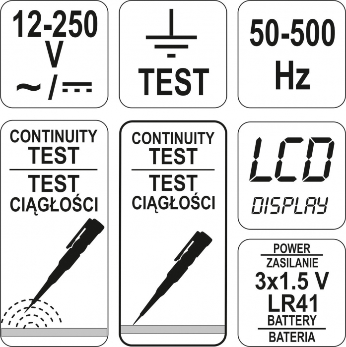 Tester digital tensiune YATO LCD LED 12-250V 145mm [4]