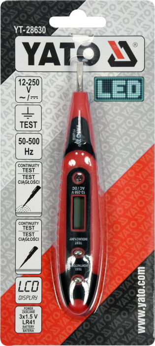 Tester digital tensiune YATO LCD LED 12-250V 145mm [3]
