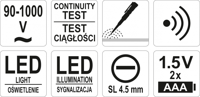 Tester tensiune YATO LED 90-1000V 150mm 4.5mm [5]