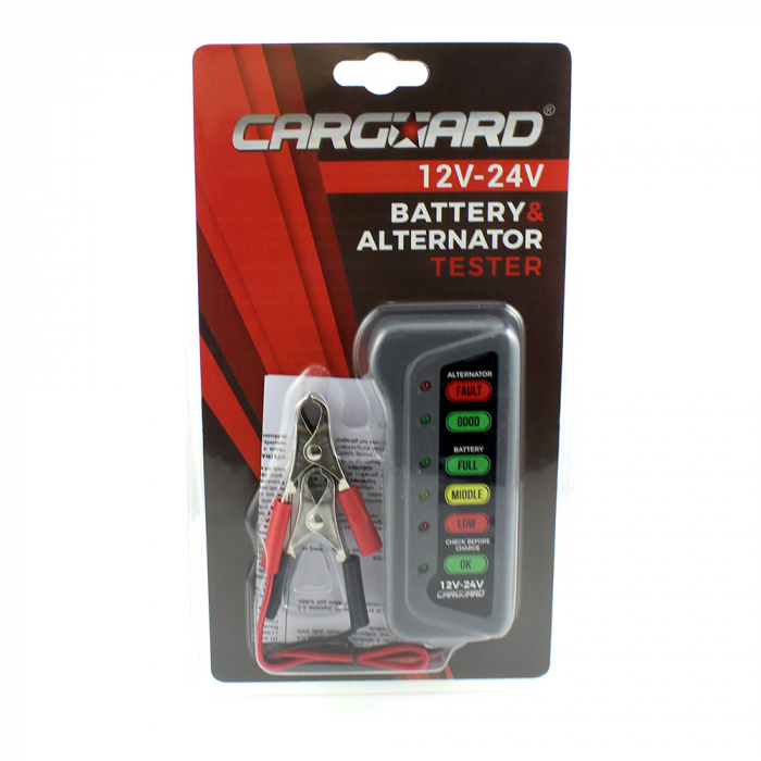 Tester pentru baterie și alternator / 12V – 24V / cu indicatori LED - CARGUARD [4]