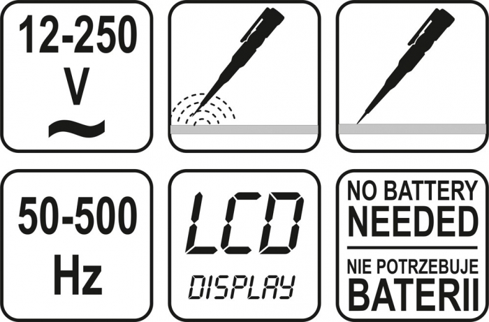 Tester digital tensiune YATO LCD 12-250V 130mm [3]