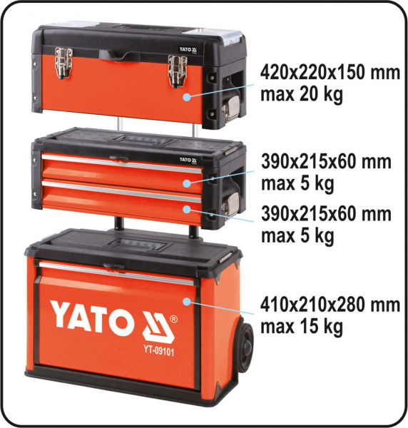 Troler pentru scule YATO, capacitate 45kg, 520X320X720mm [3]