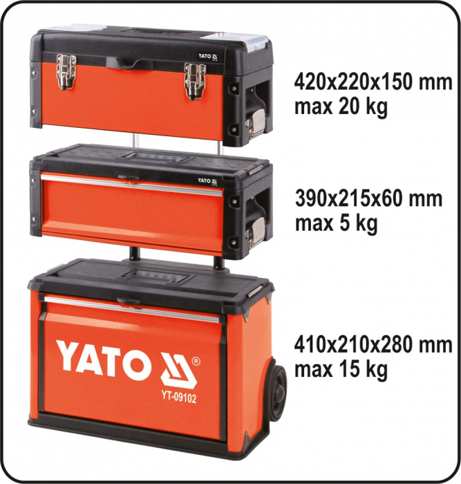Troler pentru scule YATO 3 sertare 520X320X720mm [3]