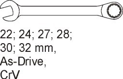 Trusa chei combinate Curbate YATO, Adaos Pentru Dulap de Scule, CR-V, 22 - 32mm, 6 buc [3]
