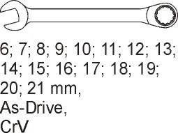 Trusa chei combinate Curbate YATO, Adaos Pentru Dulap de Scule, CR-V, 6 - 21mm, 16 buc [3]